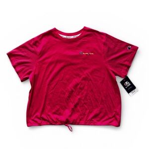 NWT Champion Pink Mesh Crop Embroidered Moisture Wicking Athletic Top